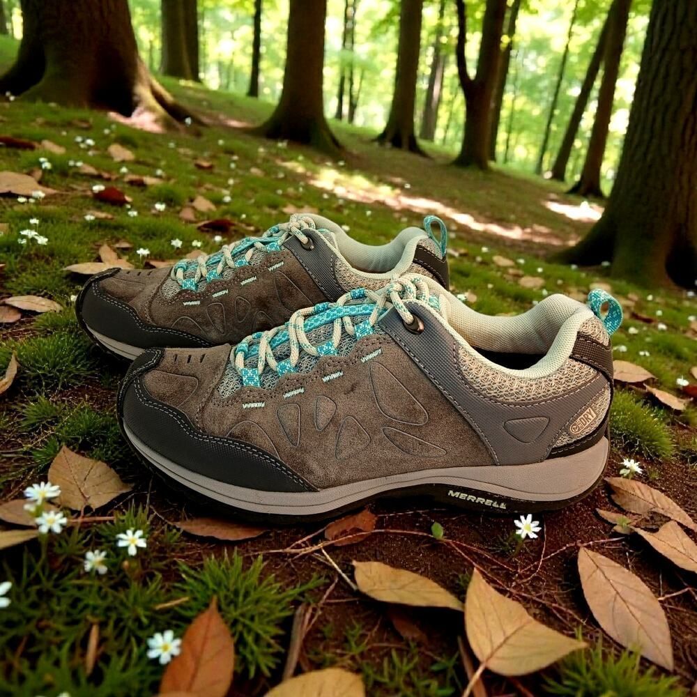 Merrell Castle Rock Gray & Blue Hiking Sneakers - Women's Size 6.5